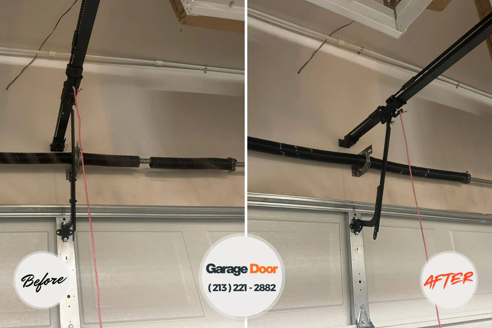 Before and after: garage door repair Bellevue, IL